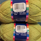 Herrschners Afghan Yarn 2 Ply Celadon Green Acrylic 2 Skein Lot 0046