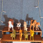 Farm Animals 9Pc Lot Plastic Horses Cows Vintage Style P