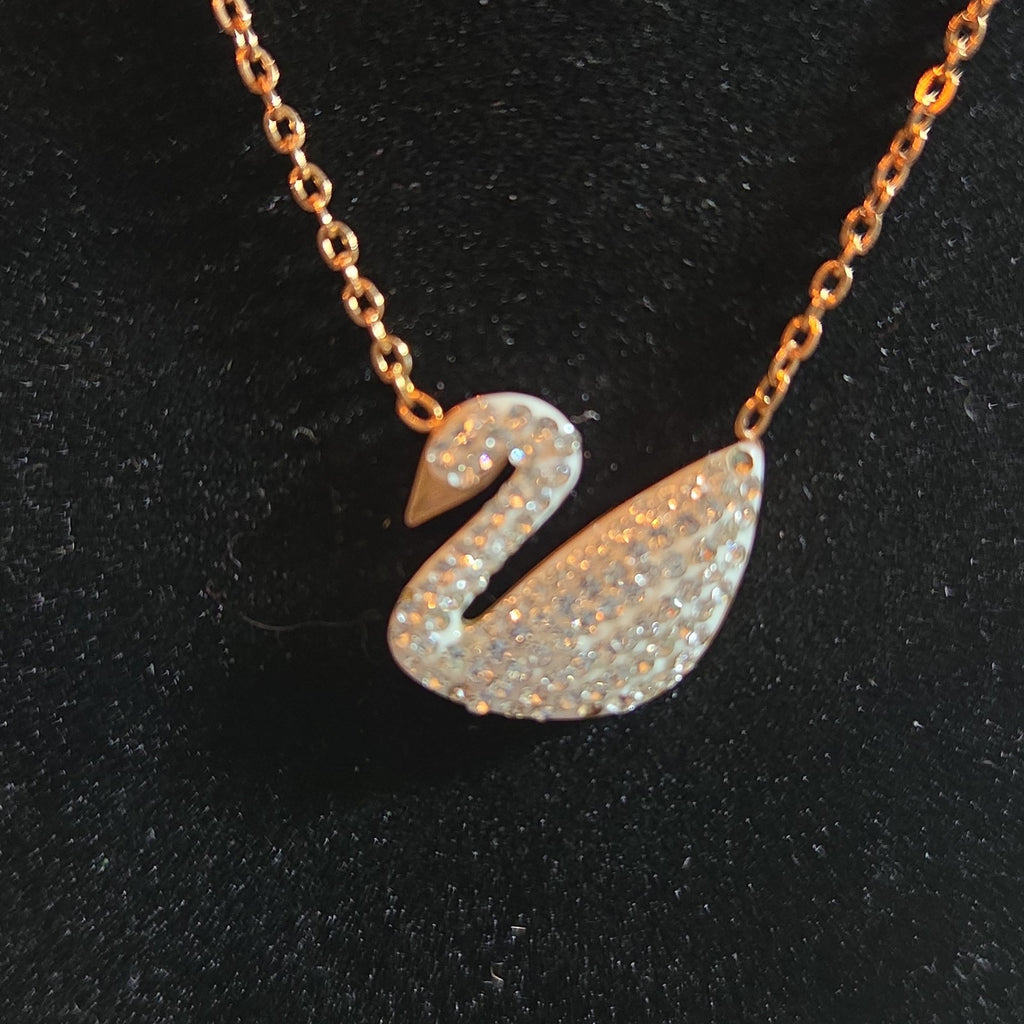 Rose Gold Tone Swan Pendant Stainless Steel Coquette NWT