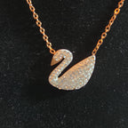 Rose Gold Tone Swan Pendant Stainless Steel Coquette NWT
