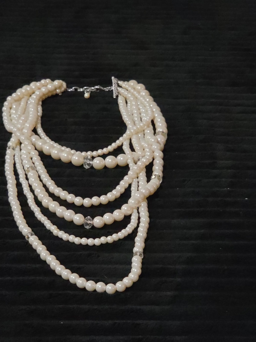 Multi Layered Faux Pearl Statement Necklace Coquette Vibe