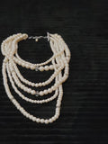 Multi Layered Faux Pearl Statement Necklace Coquette Vibe