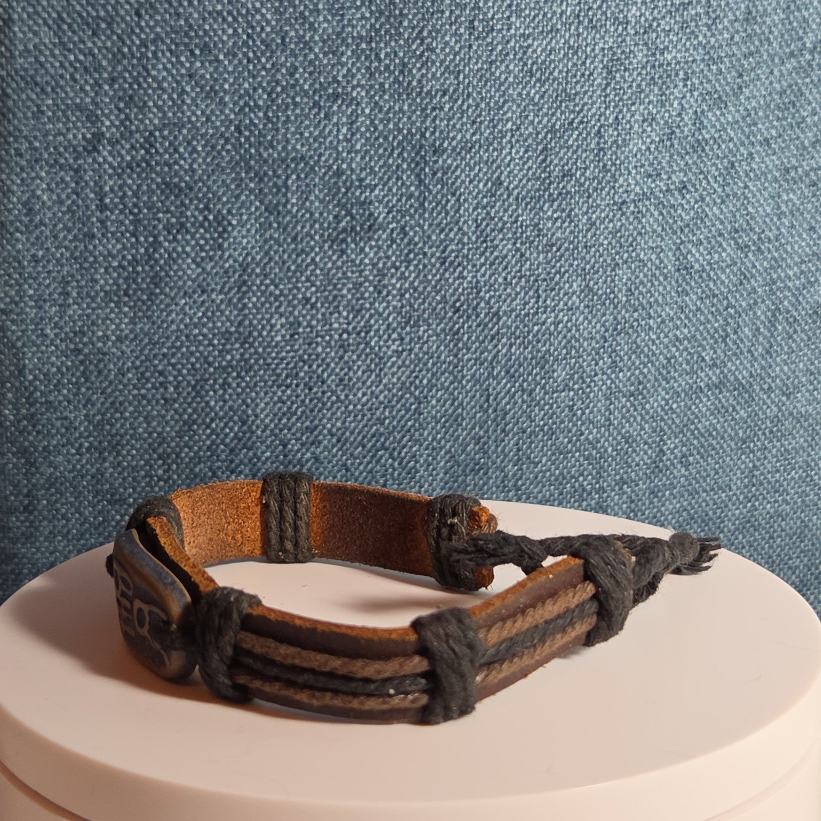 Leather Hemp Tribal Wrap Bracelet