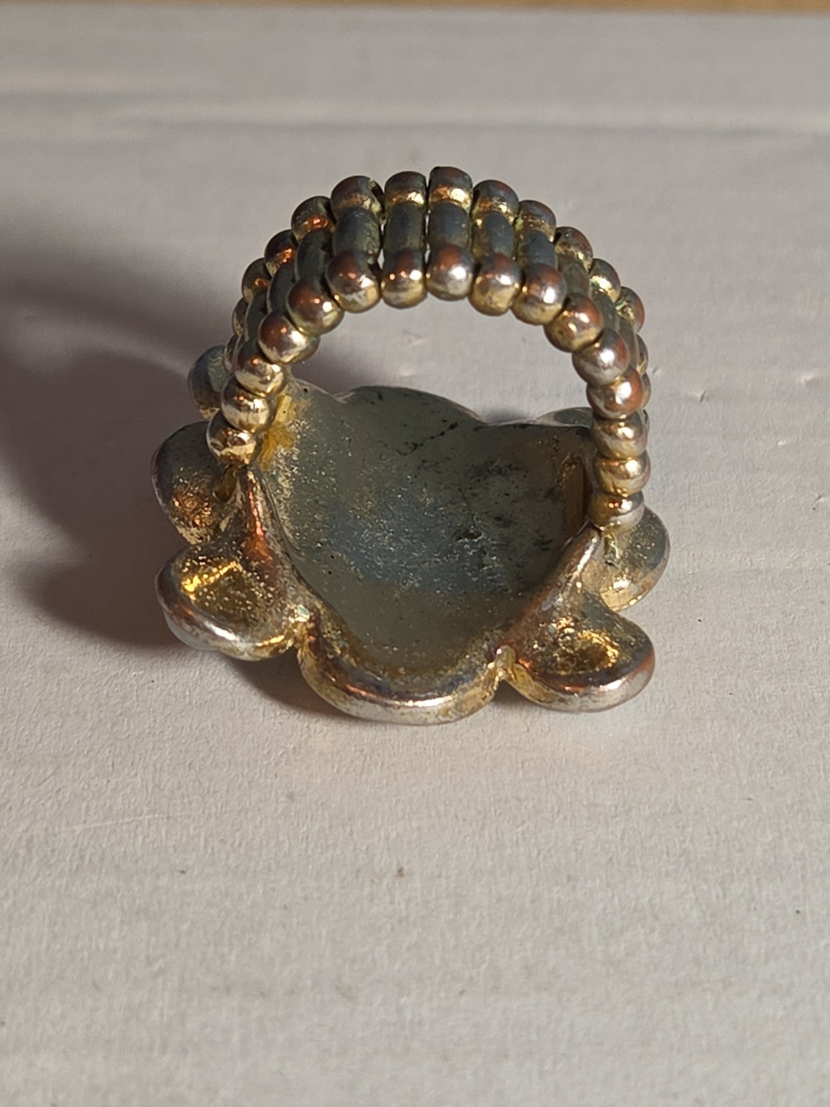 Sarah Coventry Pearl Rhinestone Flower Ring Vintage  Adjustable