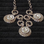 Silver Tone Chunky Crystal Bib Statement Necklace
