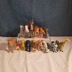 Plastic Animal Figures Toy Lot 24pc Safari Farm Zoo Animals