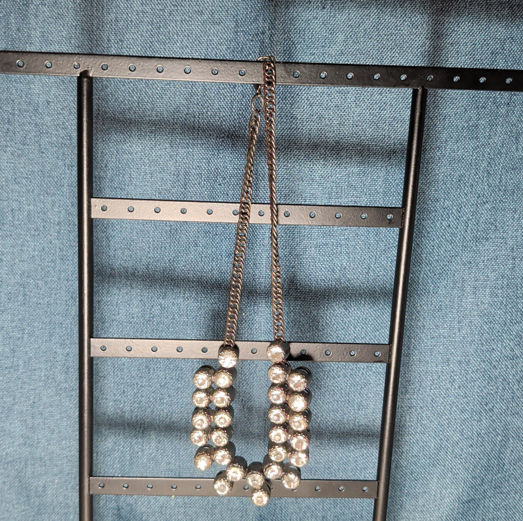 Gunmetal Double Layer Crystal Statement Necklace Edgy Glam