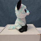 Ty Beanie Boos Atlas Aqua Chevron Fox 6" Plush Blue Glitter Eyes Retired MWMT