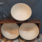 Royal Norfolk Set 3 Ceramic Bowls 6" Black White Dashed Swirl