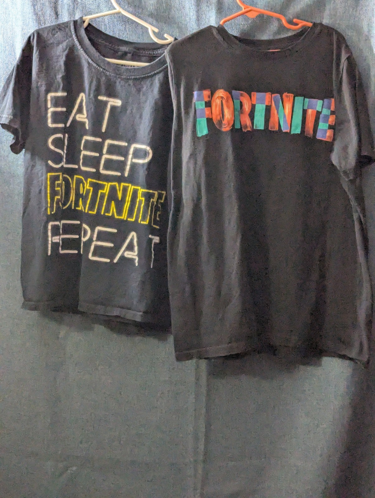 Set Of 2 Fortnite Boys T-Shirts Size L (10-12) Black Graphic Tees Gamer Shirts