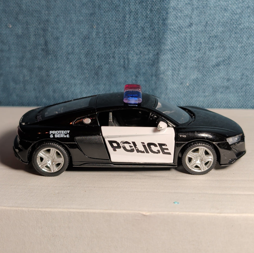 RMZ City Audi R8 Police Car 1/36 Diecast Pull Back Opening Doors PreOwned