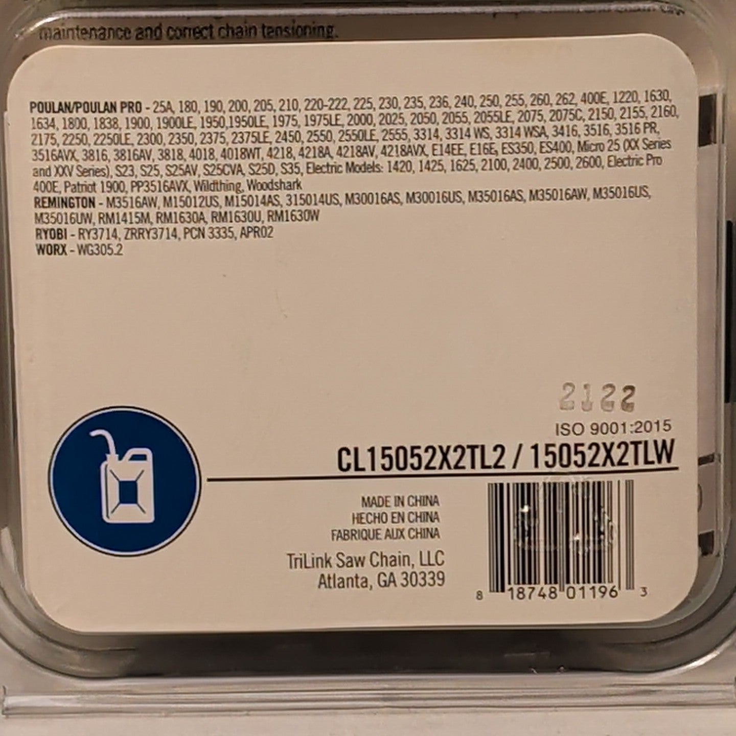 NEW TriLink S52 14" Replacement Saw Chain 2-Pack | 52 Drive Links .050" Gauge