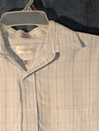 Van Heusen Wrinkle Free Broadcloth Dress Shirt Men's 16 (34/35) Light Blue Plaid