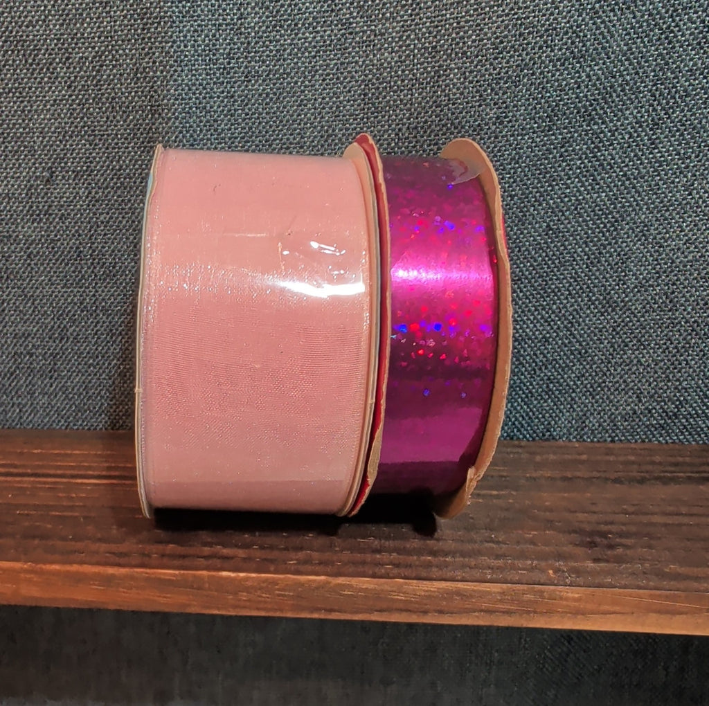 Offray Ribbon Lot 2 Pink Organdy Metallic Magenta Craft Destash