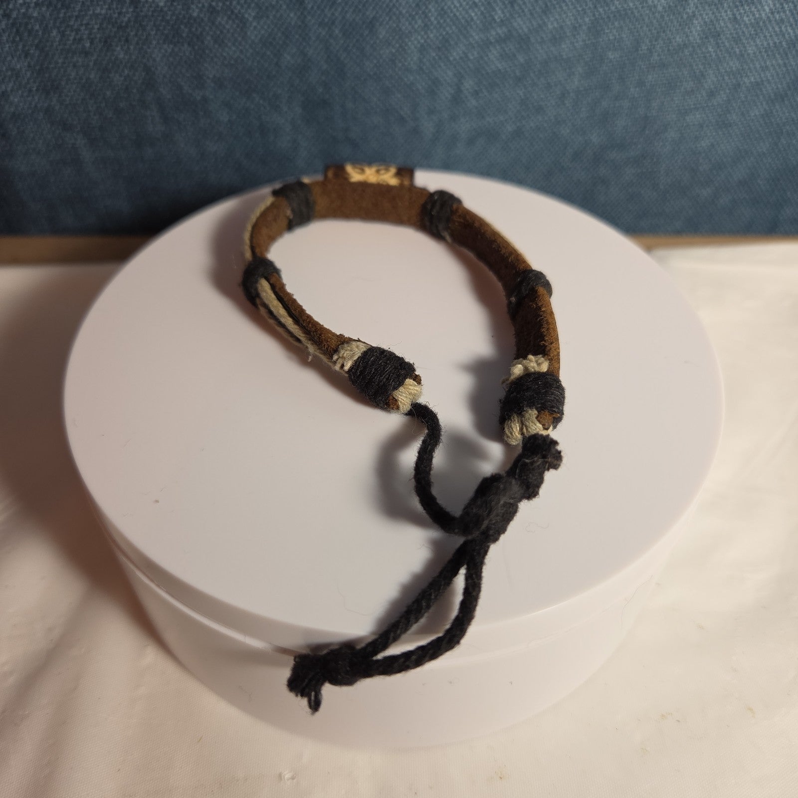 Boho Tribal Leather Cord Bracelet Carved Bead Unisex