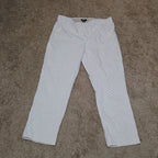 Jones New York Pants Womens 12 Tan White Stripe Pull On Crop Trouser Cotton Good