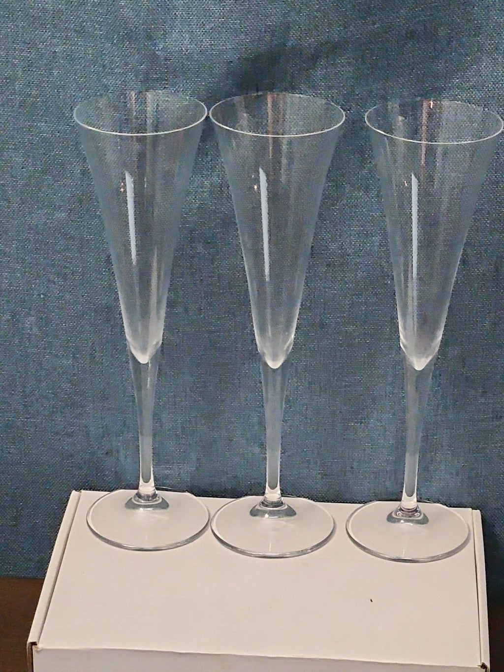 Set of 3 Tall Champagne Flutes | 9.5" Trumpet Shape | Elegant Clear Glass