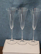 Set of 3 Tall Champagne Flutes | 9.5" Trumpet Shape | Elegant Clear Glass