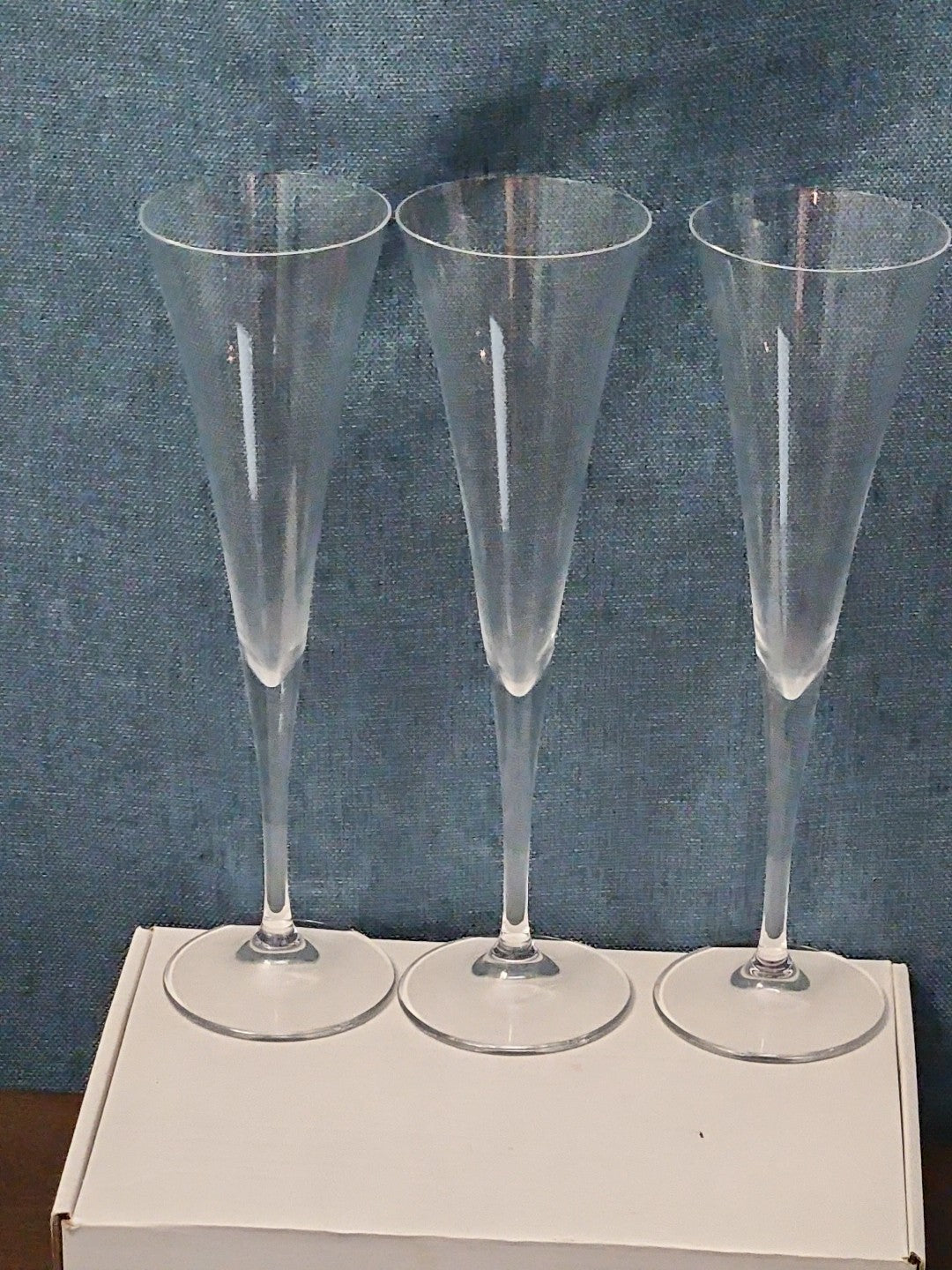 Set of 3 Tall Champagne Flutes | 9.5" Trumpet Shape | Elegant Clear Glass