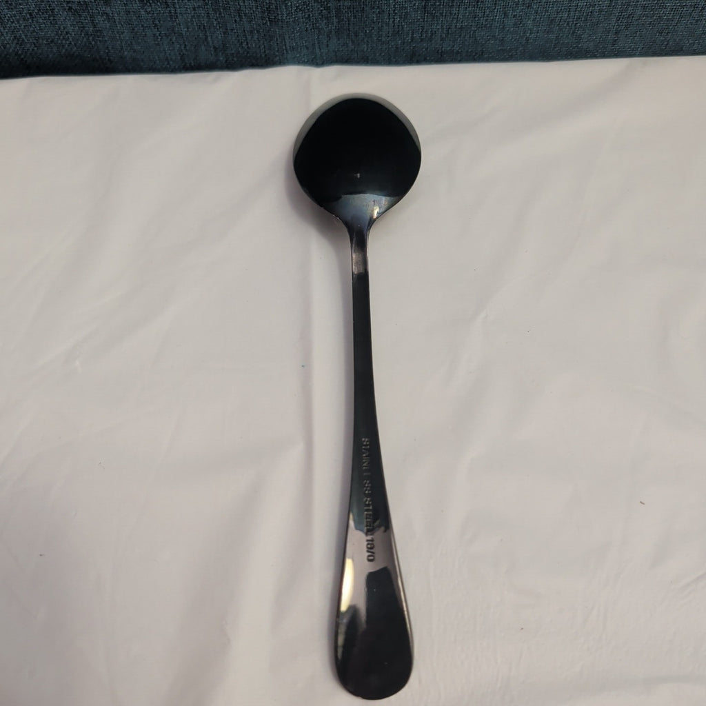 Set of 8 Black Stainless Steel Spoons 18/0 Modern Onyx Flatware Table Spoons Set