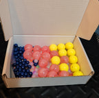 Mixed Pre-Drilled Round Plastic Beads 3oz Lot Pink Yellow Blue Craft