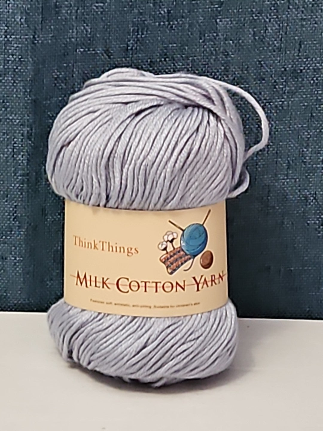 ThinkThings Milk Cotton Yarn | Soft Silver Grey 50g Skein Anti-Pilling
