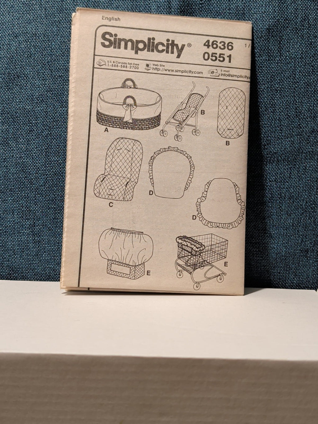 Simplicity 4636 Baby Accessory Pattern 2005 Car Seat Stroller Glider Cover UNCUT