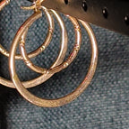 Double Hoop 925 Sterling Silver Textured Y2K