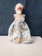 Vintage 5.5" Costume Doll | Blue Polka Dot Rococo Dress | Hard Plastic Souvenir