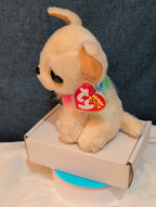 Ty Beanie Boos Chewey Chihuahua Rainbow Collar Gold Glitter Eyes 6" Plush