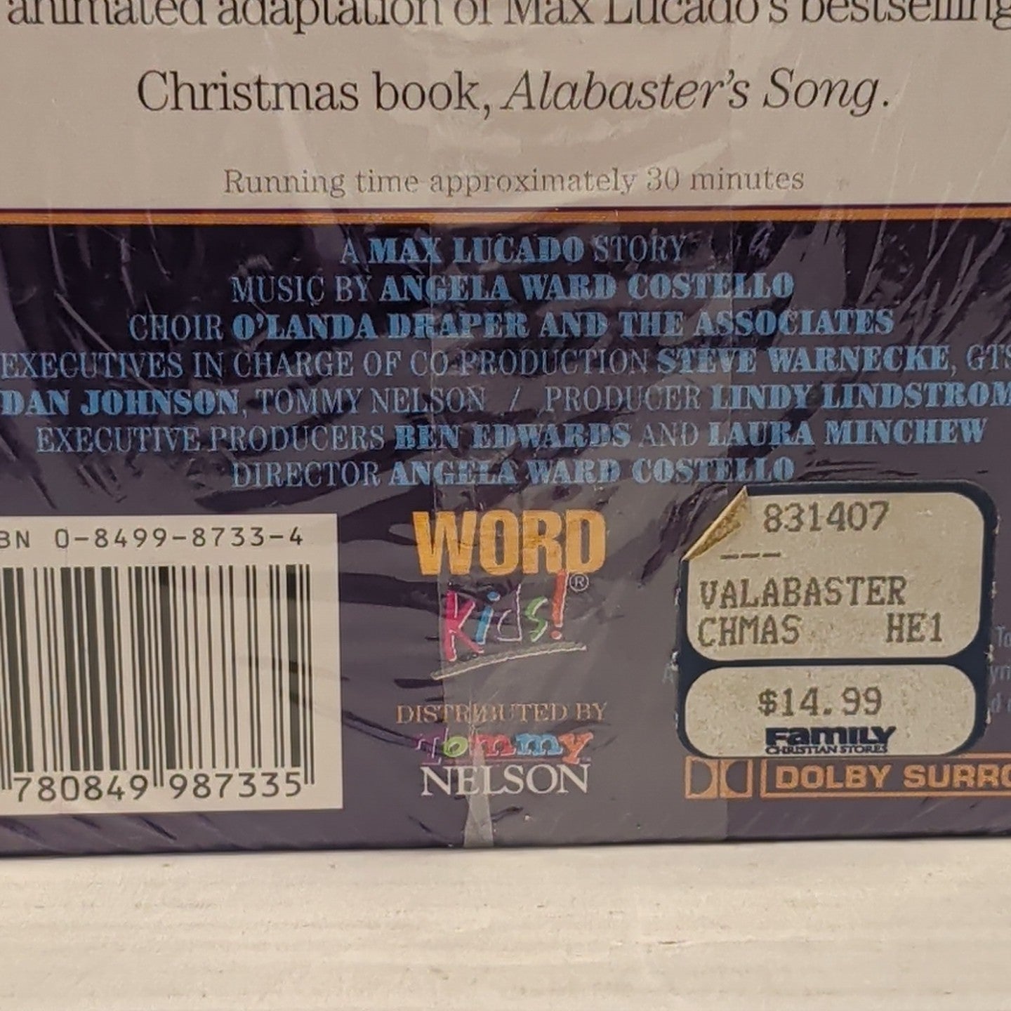 Alabaster's Song VHS Max Lucado Christmas Story Animated NEW SEALED Word Kids