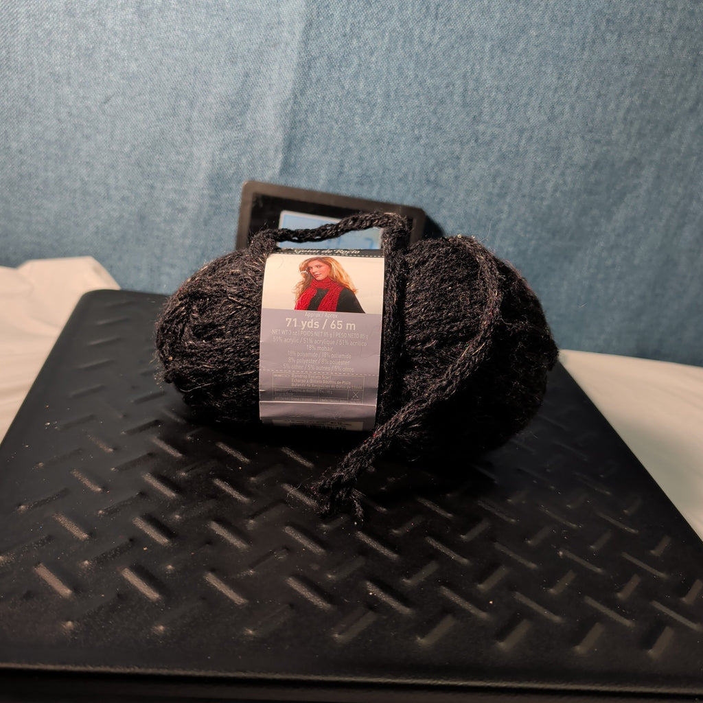 Loops & Threads Dewdrops Yarn #14 Jet Black Sequins Mohair Bulky DISCONTINUED