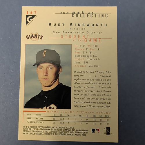 2000 Topps Gallery - Students of the Game Kurt Ainsworth #147 (RC)