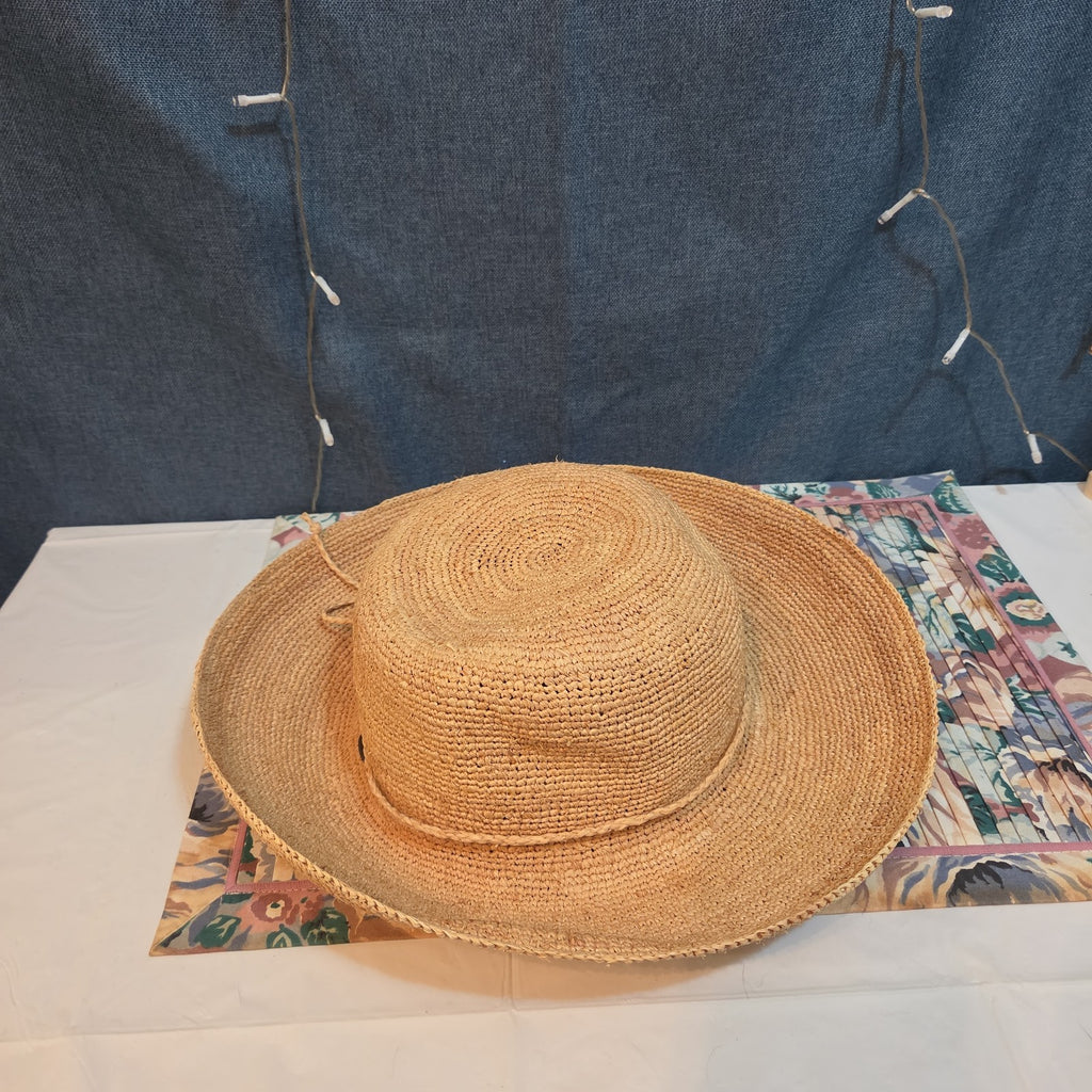 Scala 100% Raffia Wide Brim Sun Hat Natural Straw Summer Beach