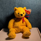 Ty Beanie Baby POOPSIE THE BEAR | 2001 Retired MWMT | Vintage Yellow Teddy Bear
