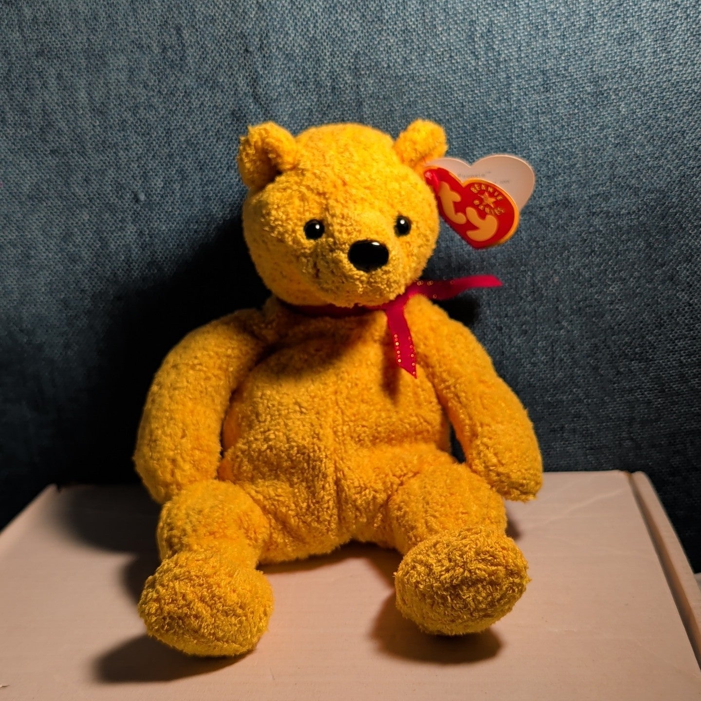 Ty Beanie Baby POOPSIE THE BEAR | 2001 Retired MWMT | Vintage Yellow Teddy Bear