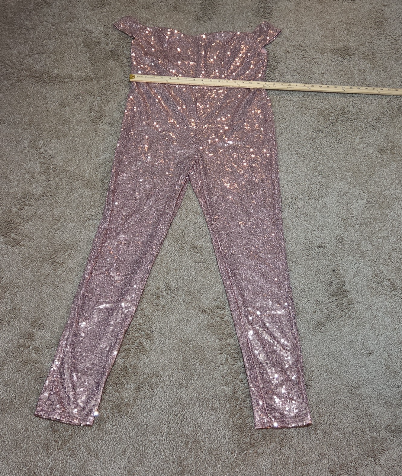 Rose Gold Sequin Off Shoulder Party Jumpsuit Romper  XL