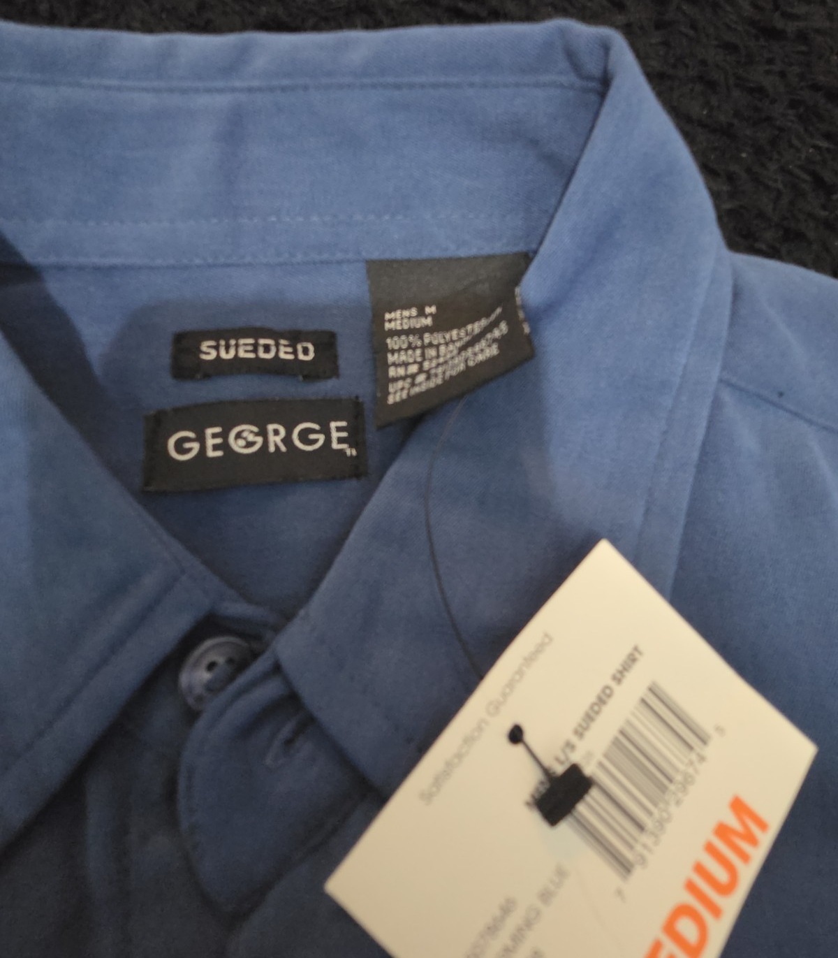 George Sueded Shirt Mens M Blue Long Sleeve Button Up NWT