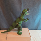 T-Rex Dinosaur Toy Soft Rubber Vinyl Tyrannosaurus Rex Green Black Stripe Figure