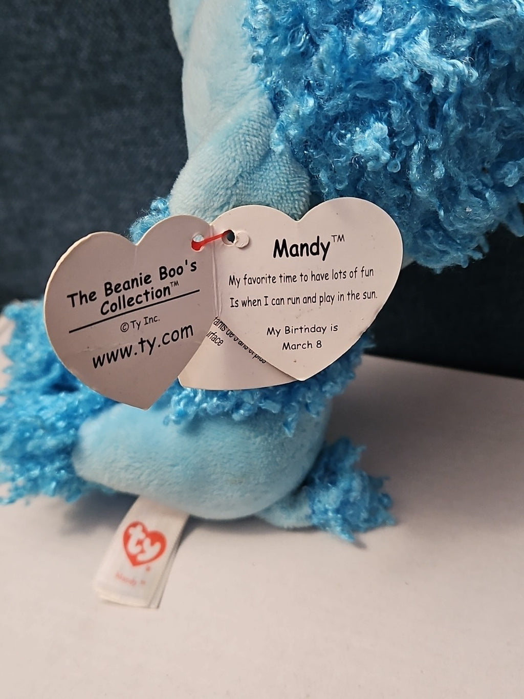 Retired Ty Beanie Boos Mandy Blue Poodle Plush 10" Medium Buddy |  Sparkle Eyes