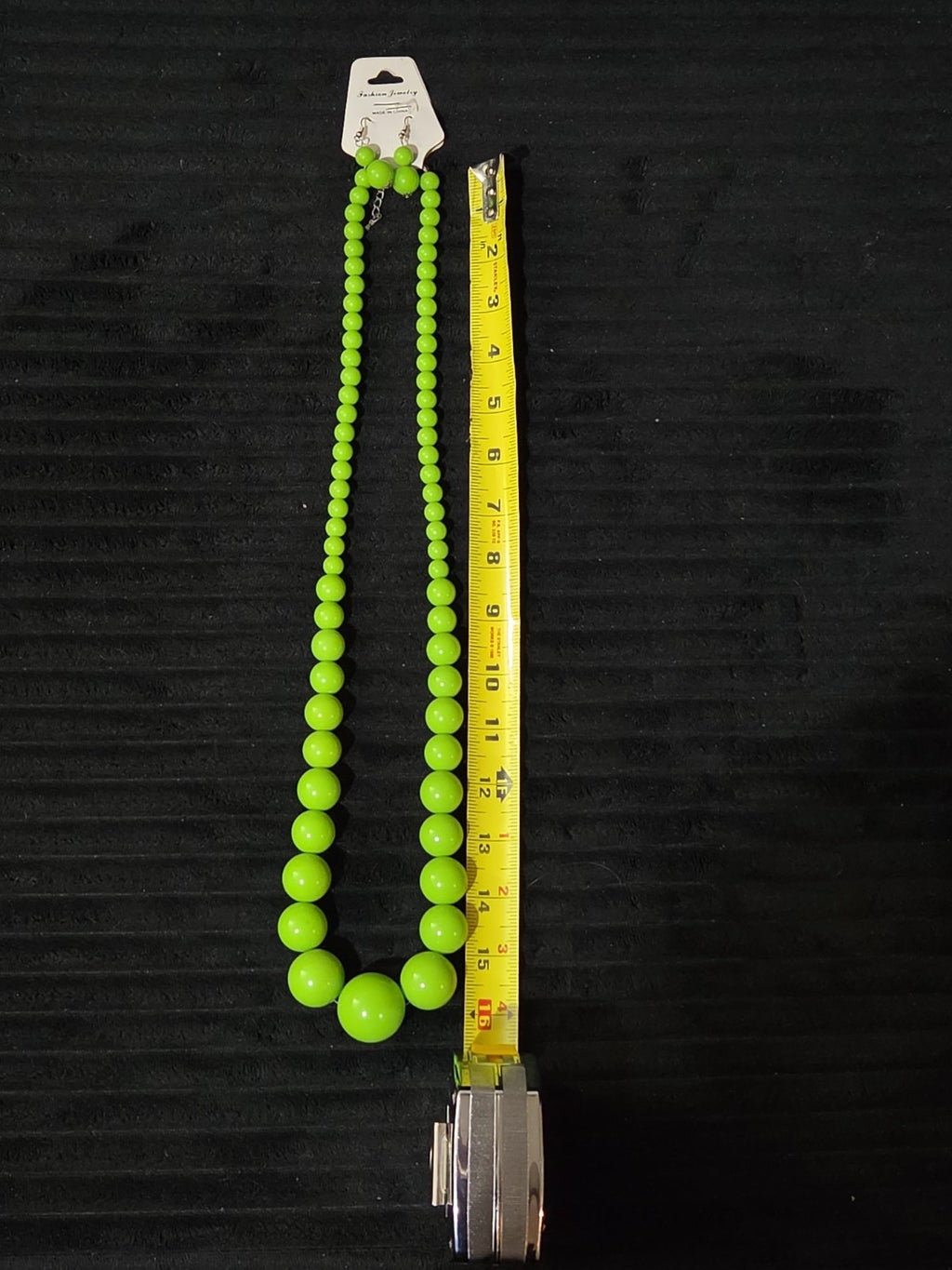 Chunky Bubblegum Bead Necklace Earring Set Green Retro New On Card