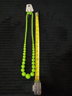 Chunky Bubblegum Bead Necklace Earring Set Green Retro New On Card