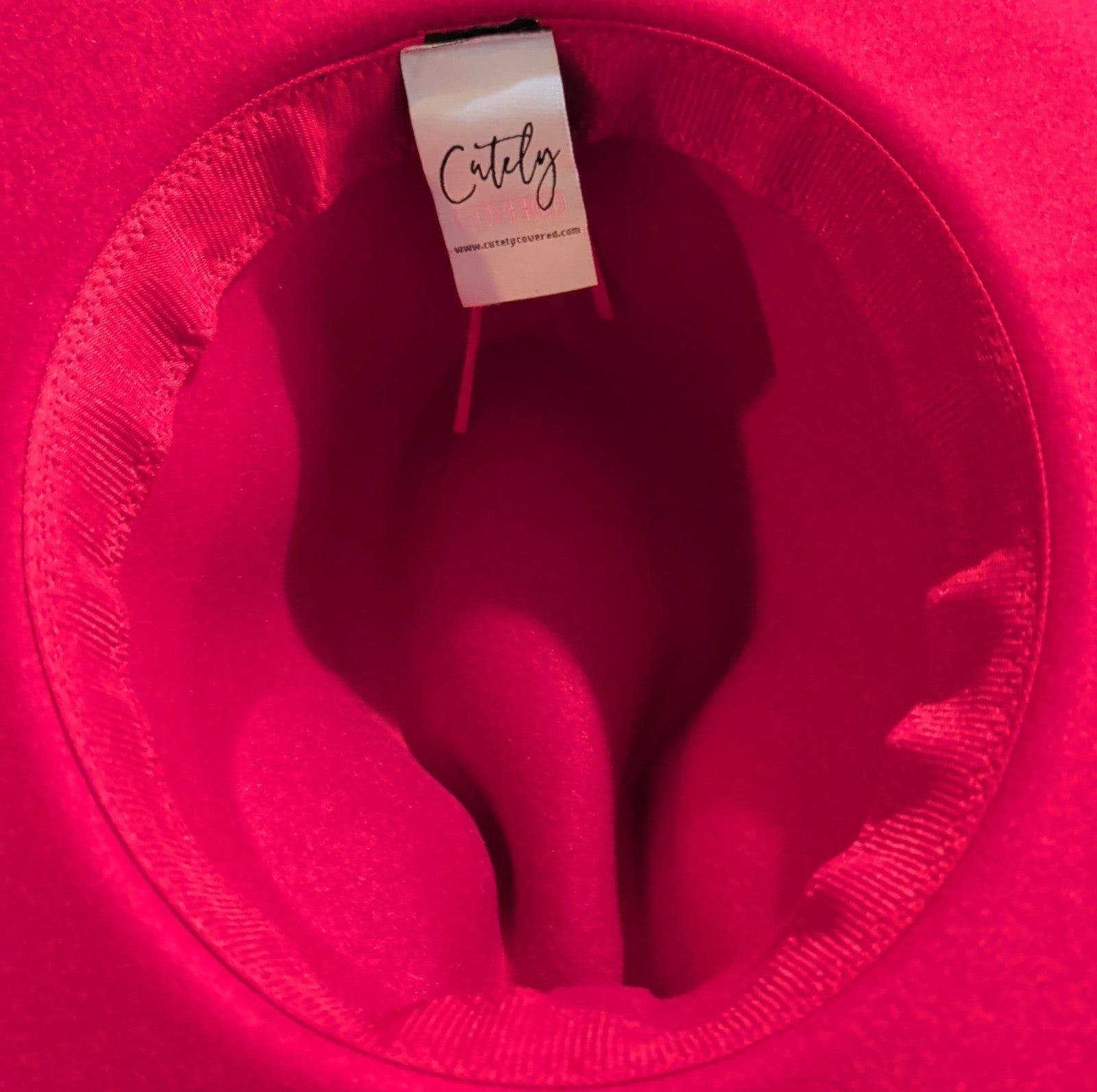 Cutely Covered Pink Bottom Black Cowboy Hat Felt Wide Brim Fedora Medium Used