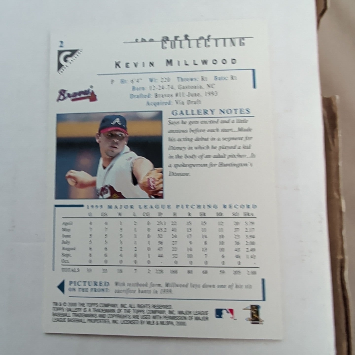 2000 Topps Gallery Kevin Millwood #2 Atlanta Braves Pitcher Canvas Art
