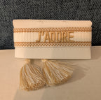 Coresky J'Adore Embroidered Woven Tassel Bracelet Gold Boho NIB