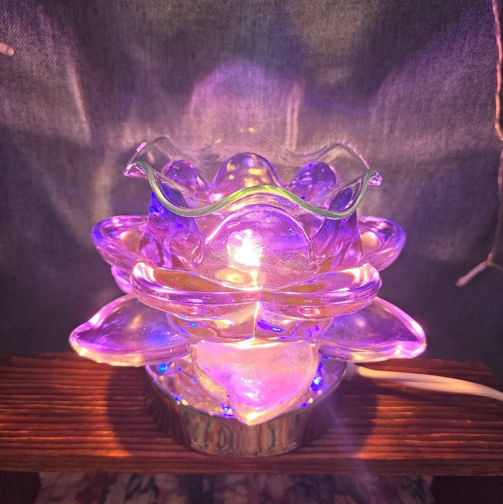 Flower Touch Lamp Glass Oil Warmer Multicolor