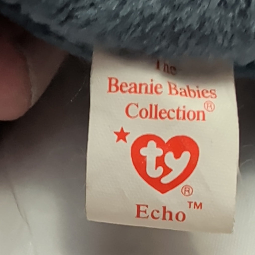 Ty Beanie Baby Echo Dolphin 1996 Retired 4th Gen Tags MWMT PVC Pellets Vintage