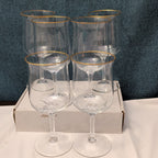 LENOX Crystal INTRIGUE Wine Glasses Gold Trim Fluted Rim Vintage 80s | Set of 6