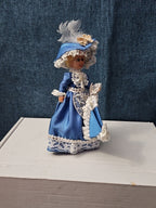 Vintage Brussels Souvenir Doll | 6" Belgium Blue Dress | "Bruxelles" Lace Apron