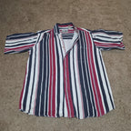 Pine Grove Striped Button Down Shirt Cotton Vintage 90s Retro Men Size M